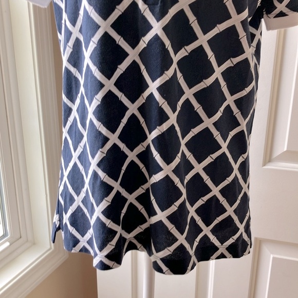 Brooks Brothers Women’s Polo Shirt Navy Blue & White Bamboo Pattern Size M - Picture 3 of 10